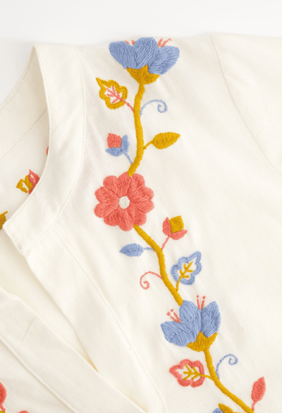Leona Short Dress Dress Leona Cream, Coral, and Blue Short Dress Leona Cream, Coral, and Blue Short Dress