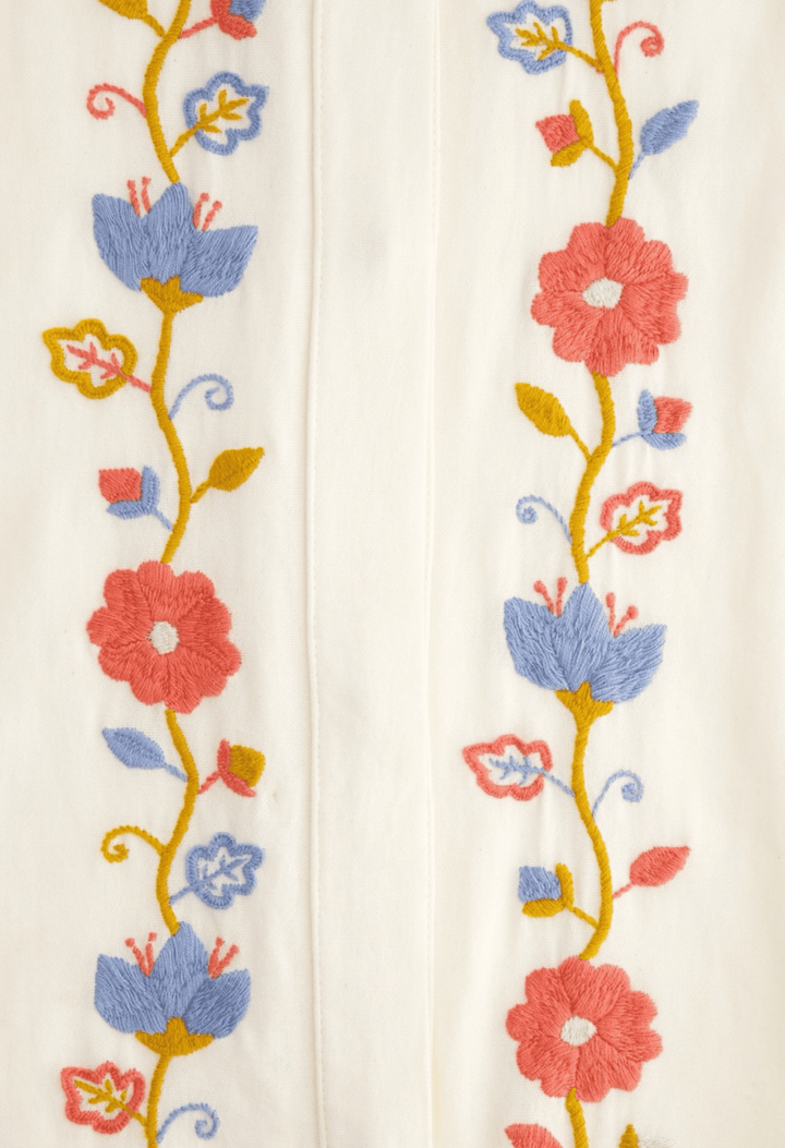 Leona Short Dress Dress Leona Cream, Coral, and Blue Short Dress Leona Cream, Coral, and Blue Short Dress