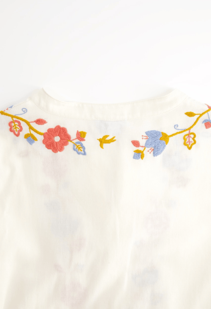 Leona Short Dress Dress Leona Cream, Coral, and Blue Short Dress Leona Cream, Coral, and Blue Short Dress