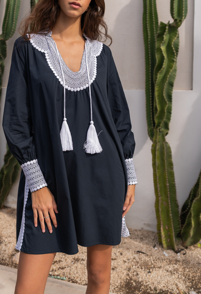 Beatriz Navy and Ivory Short Dress