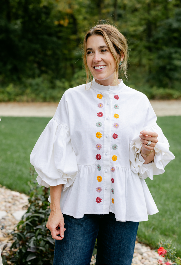 Francisca Blanca y Multicolor Blouse