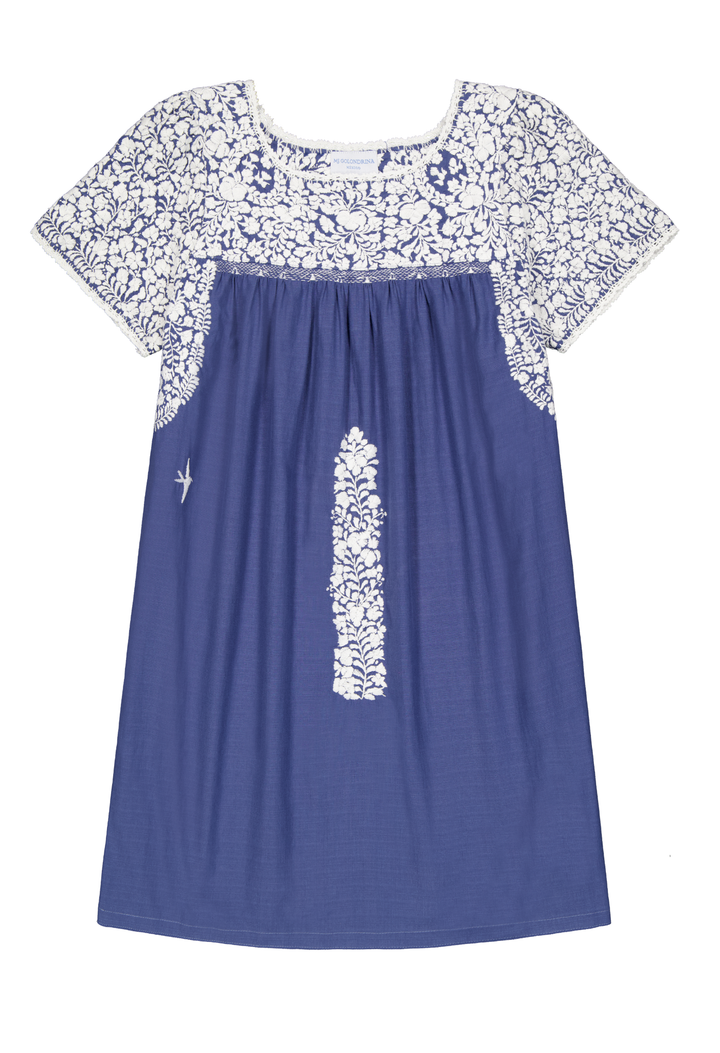 Liliana Short Dress Dress Liliana Dusty Blue with Embroidered Sleeve Short Dress Liliana Dusty Blue with Embroidered Sleeve Short Dress