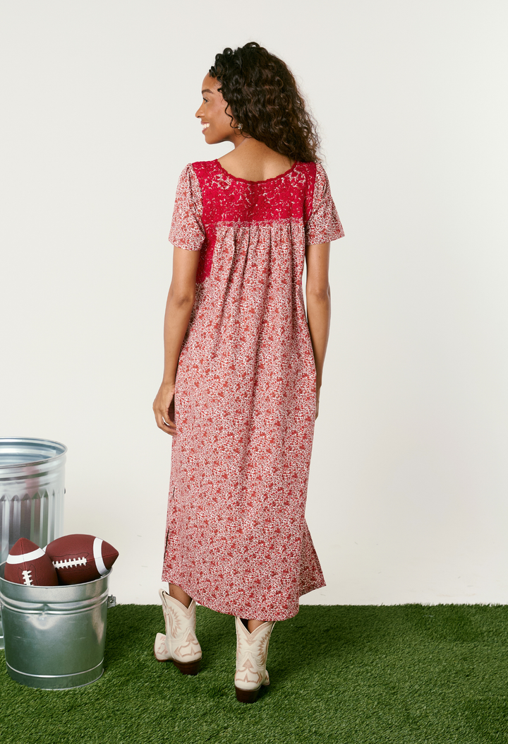 Liliana Floral Rojo Midi Dress