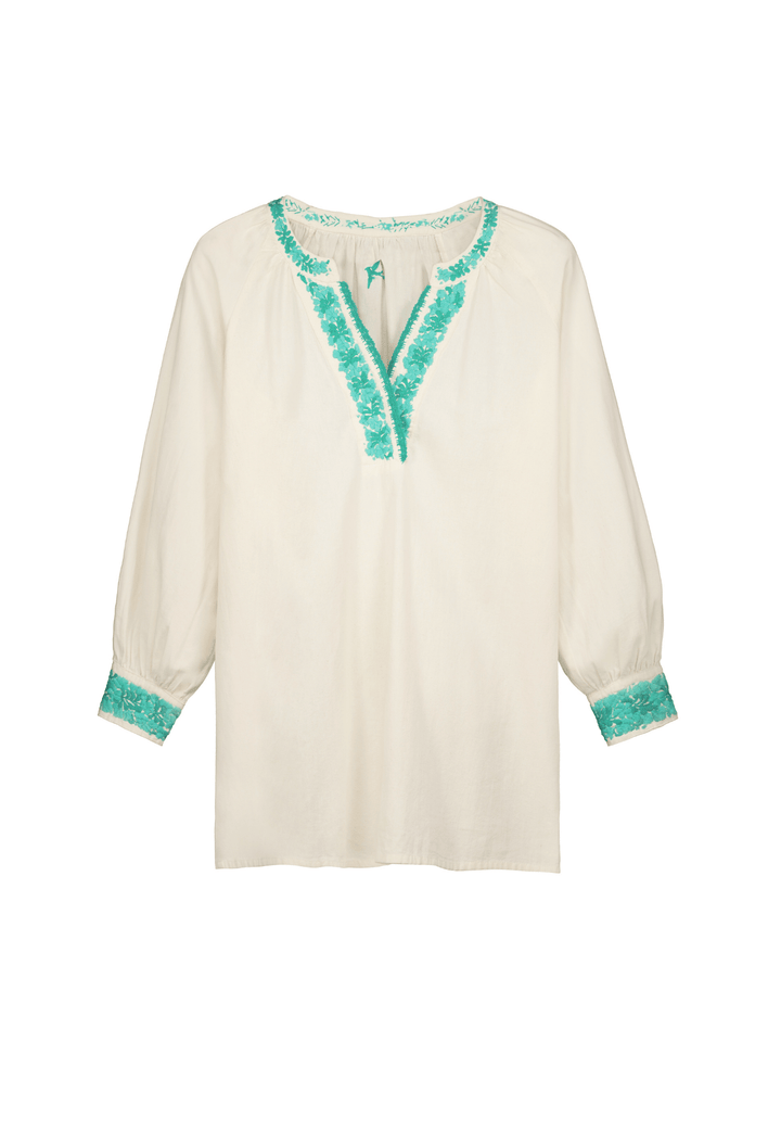 Azura Short Dress Dress Azura Cream and Turquoise Short Dress Azura Cream and Turquoise Short Dress