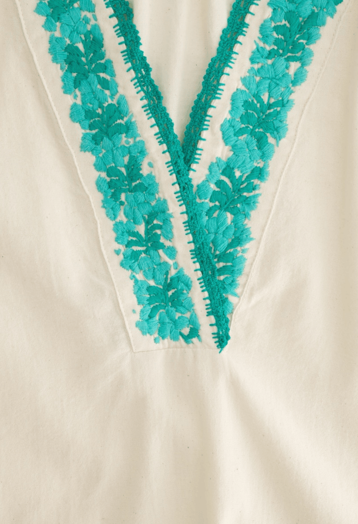 Azura Short Dress Dress Azura Cream and Turquoise Short Dress Azura Cream and Turquoise Short Dress