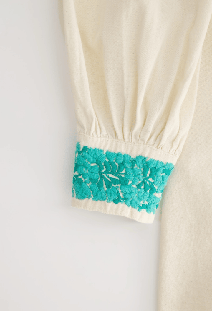 Azura Short Dress Dress Azura Cream and Turquoise Short Dress Azura Cream and Turquoise Short Dress