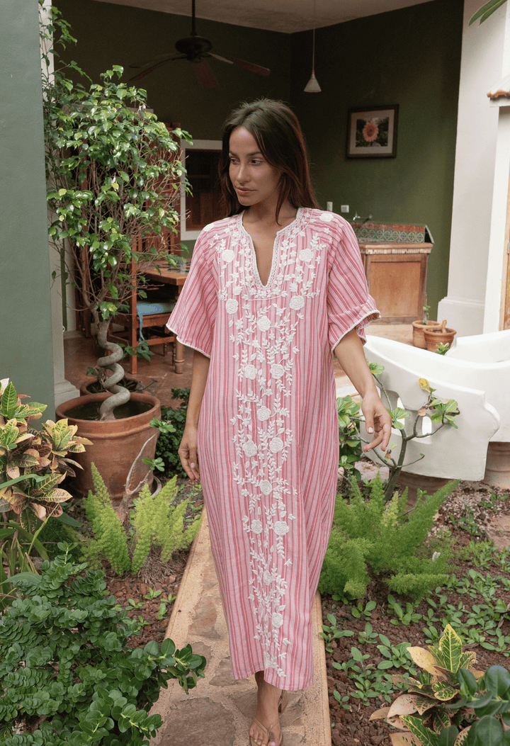 Malena Caftan Dress Dress Malena Caftan Coral Stripes Malena Caftan Coral Stripes