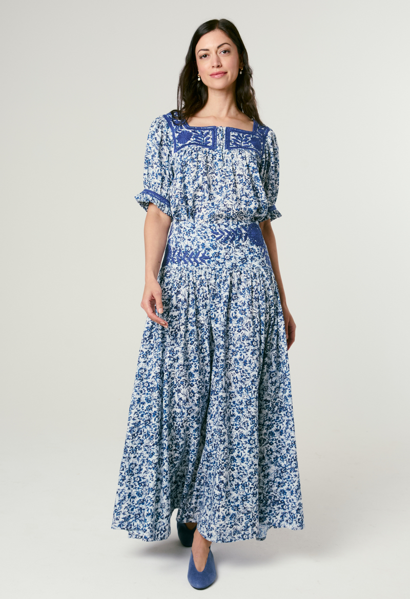 Esmeralda Azul Floral Skirt