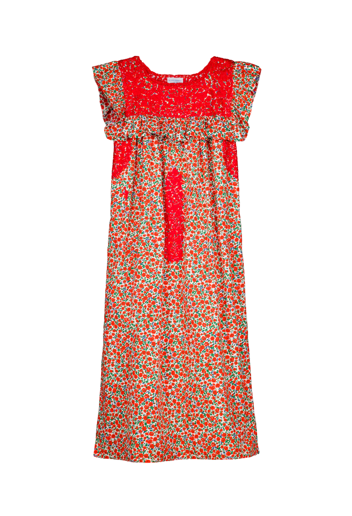 Selena Red Floral Midi Dress