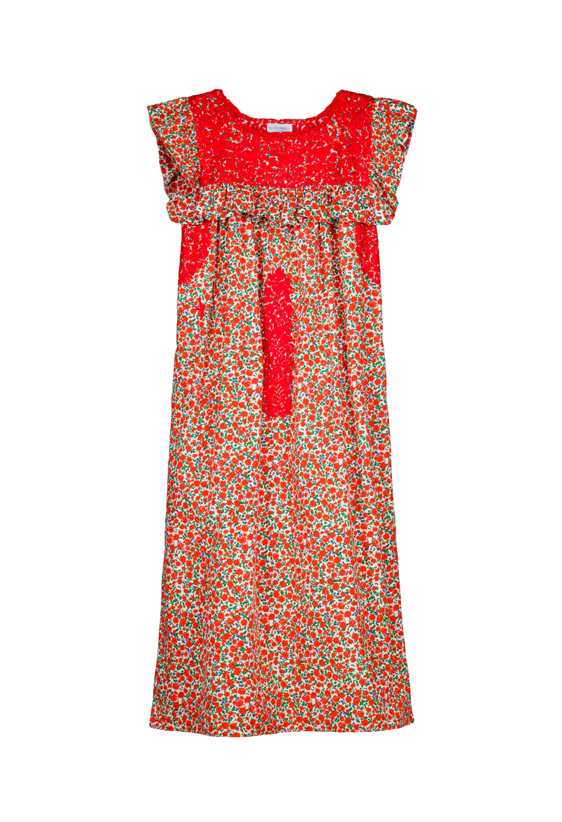 Selena Red Floral Midi Dress
