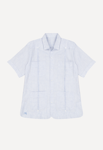 Classic Men's Light Blue Round Edge Guayabera