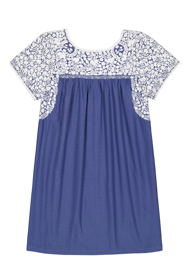 Liliana Short Dress Dress Liliana Dusty Blue with Embroidered Sleeve Short Dress Liliana Dusty Blue with Embroidered Sleeve Short Dress
