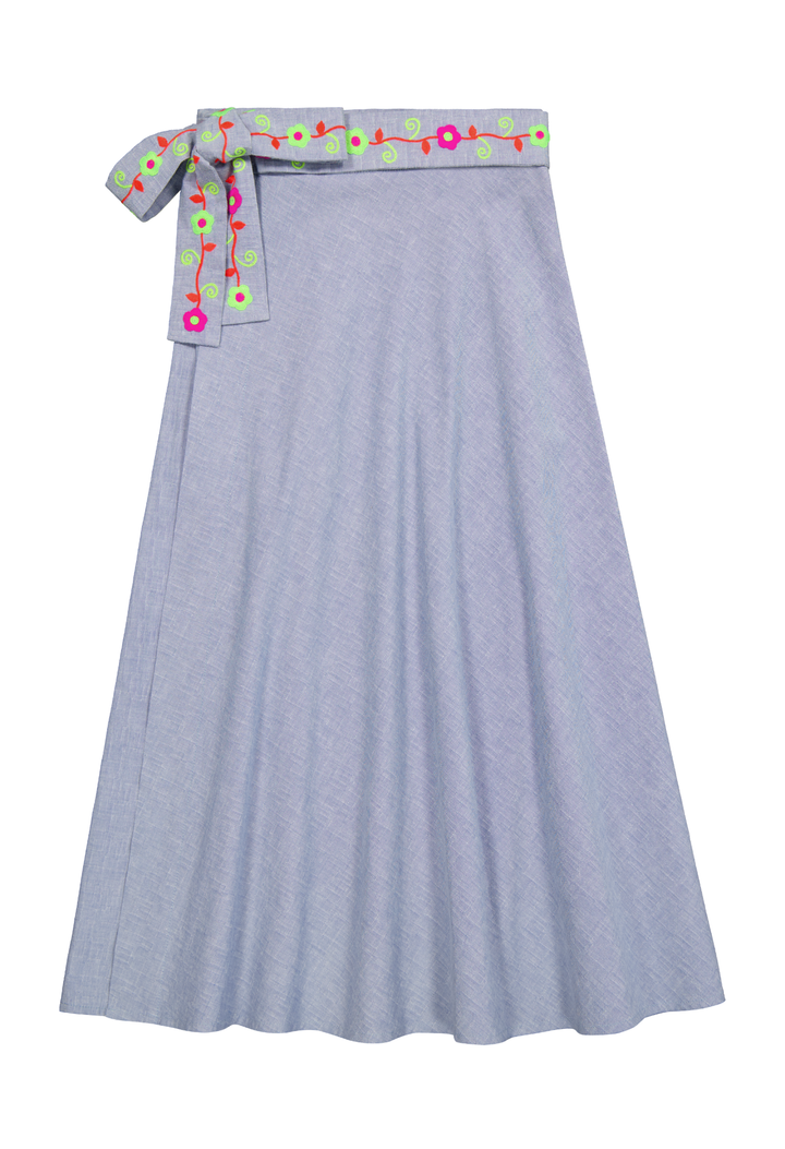 Chiapas Wrap Skirt Skirt One Size The Wrap Skirt in Chambray and Neon The Wrap Skirt in Chambray and Neon
