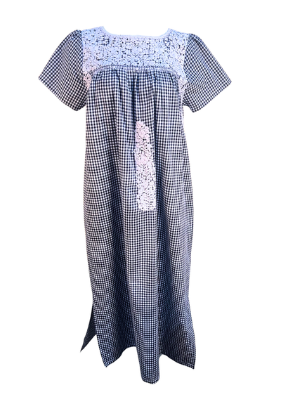 Liliana Blue Gingham Midi Dress