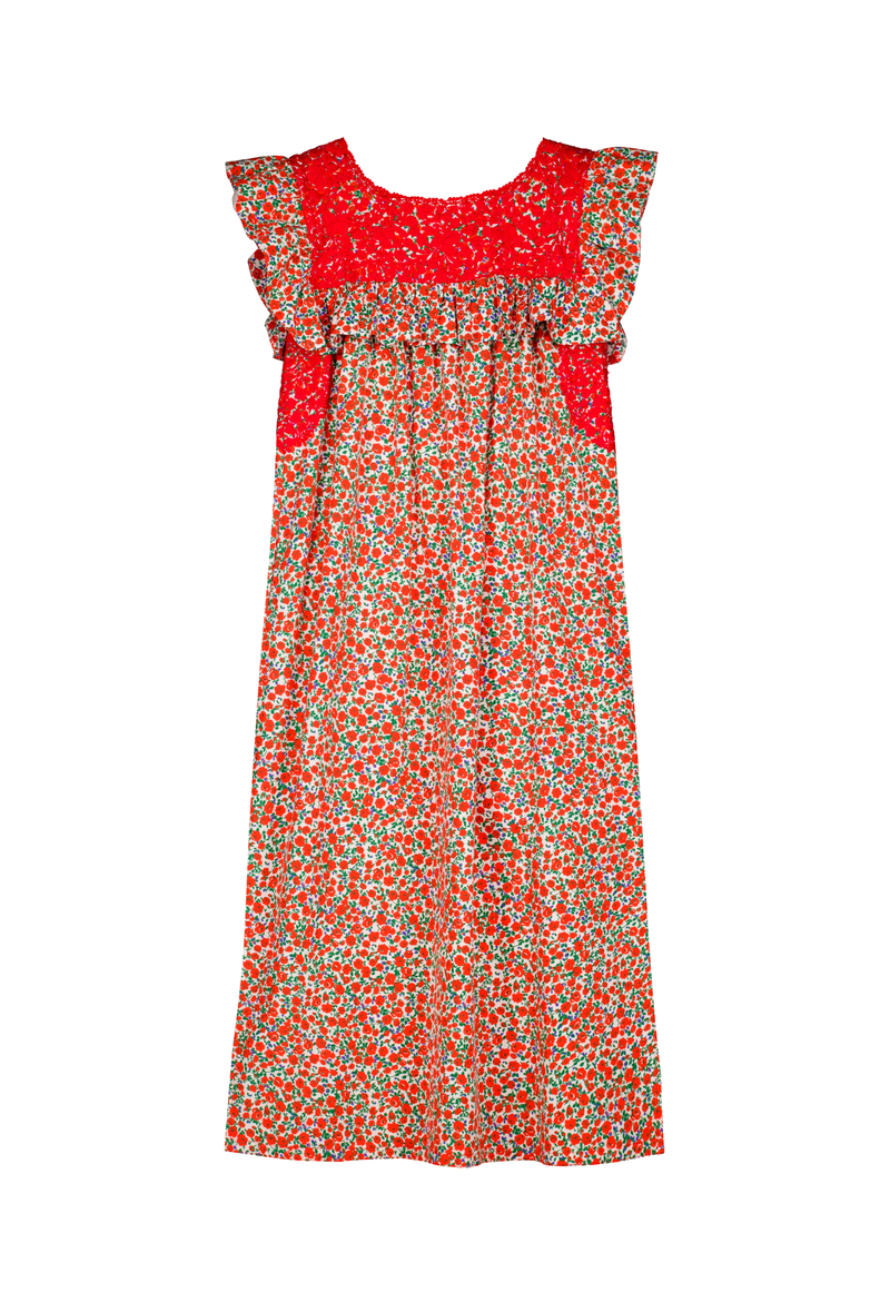 Selena Red Floral Midi Dress