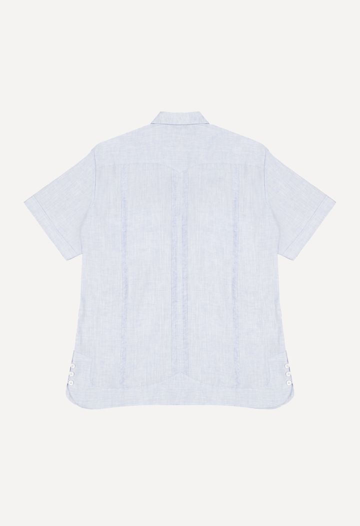 Classic Men's Light Blue Round Edge Guayabera