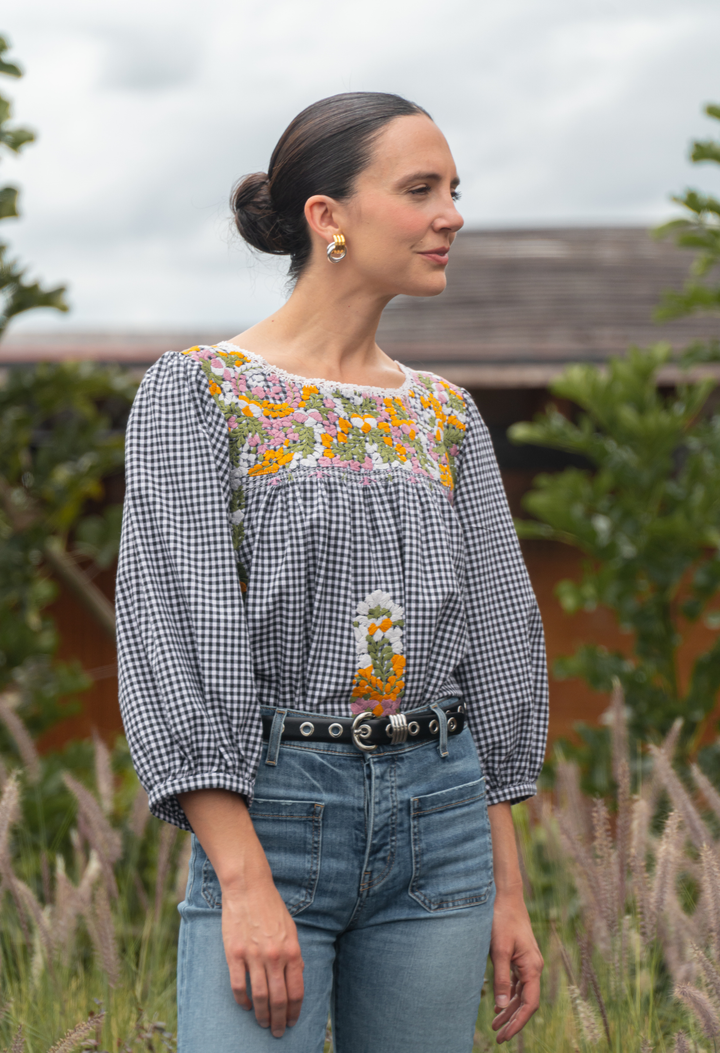 Catalina Black Gingham Blouse