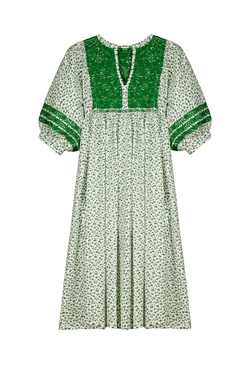 Violeta Green Floral Midi Dress | Mi Golondrina Violeta Green Floral Midi Dress | Mi Golondrina