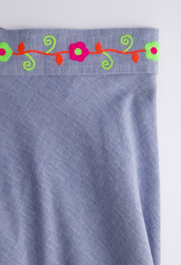 Chiapas Wrap Skirt Skirt One Size The Wrap Skirt in Chambray and Neon The Wrap Skirt in Chambray and Neon