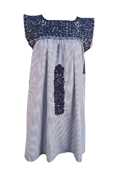 Blue Striped Short Dress