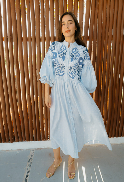 Francisca Long Dress Dress Francisca Multi Blue Long Dress Francisca Multi Blue Long Dress