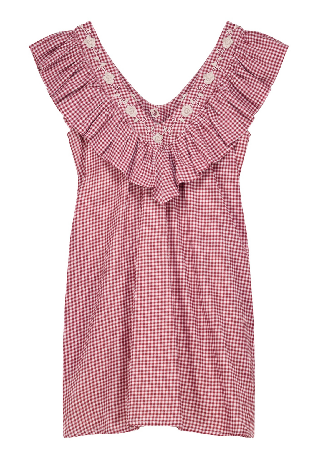 Andrea Gingham Granate Short Dress