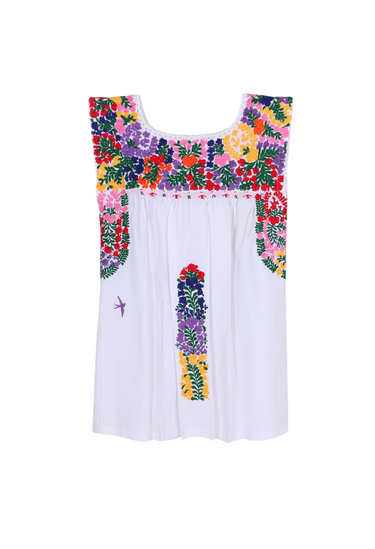 Arroyo de Flores Blouse with Multi-Color Hand-Embroidered Designs – Mi ...