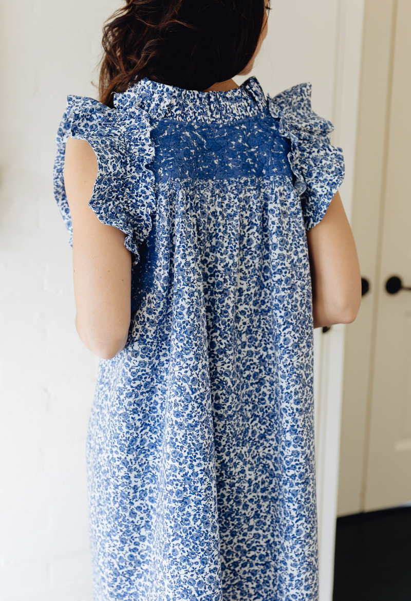 Olivia Blue Floral Short Dress