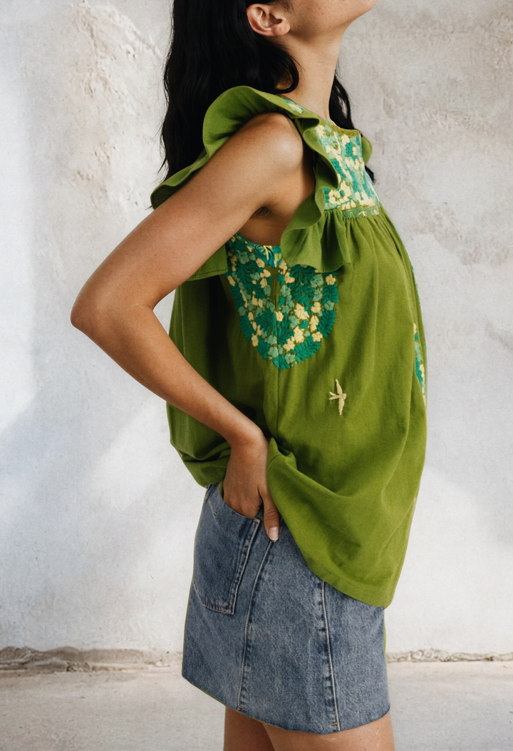 Soledad Blouse Blouse Soledad Green and Turquoise Blouse Soledad Green and Turquoise Blouse