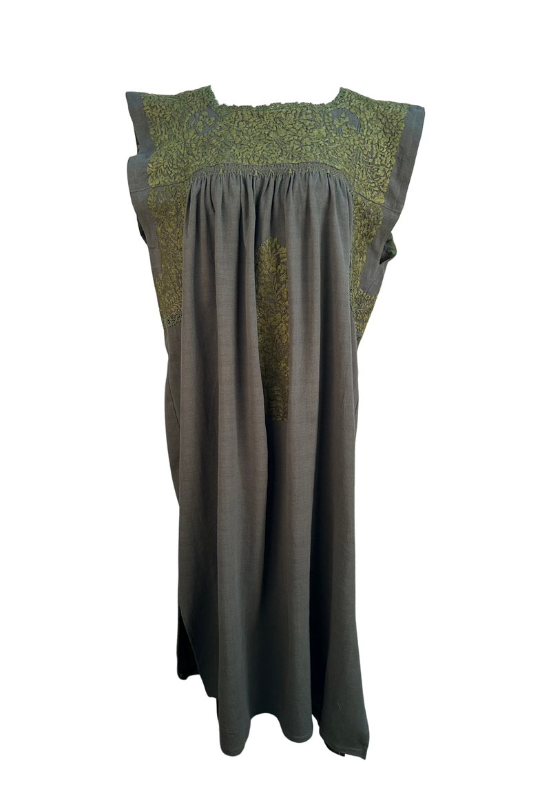 Tonal Green on Green Midi Dress