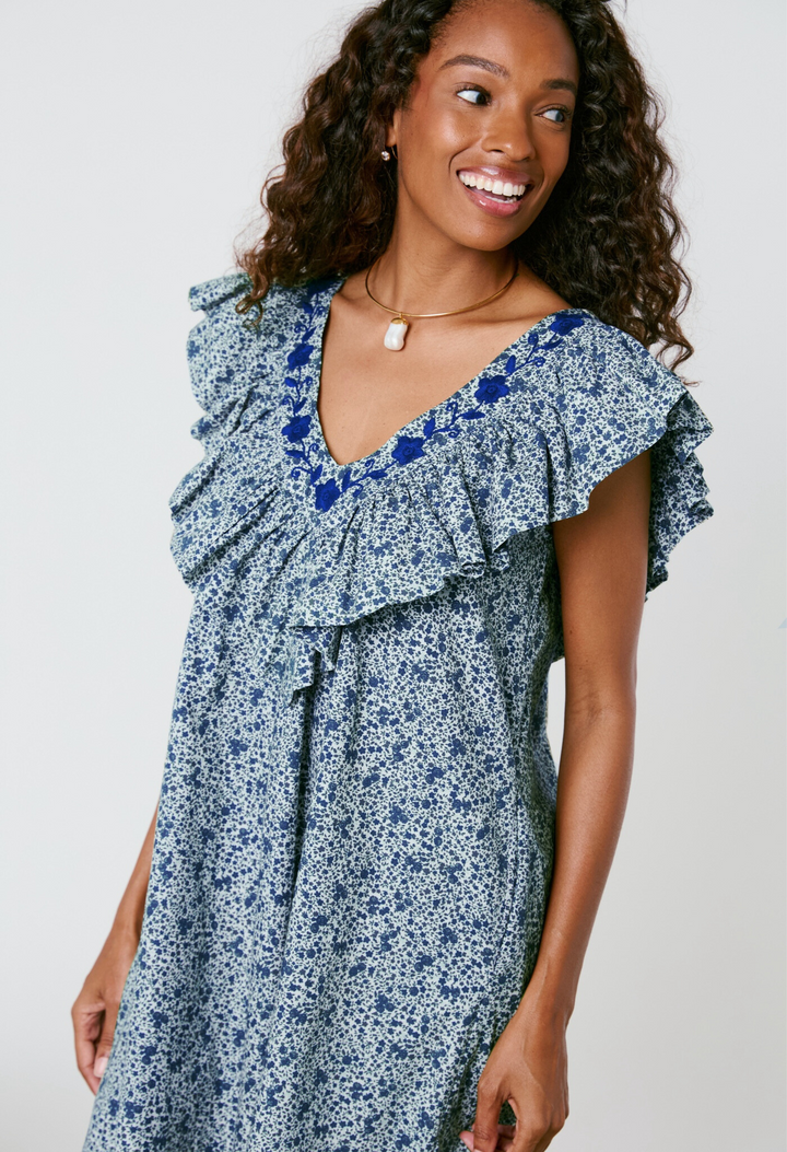 Andrea Flores Azules Short Dress