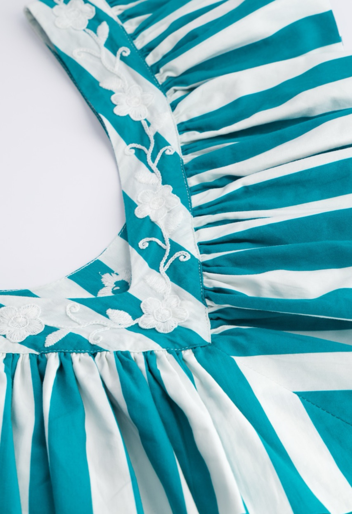 Andrea Midi Dress Dress Andrea Wide Stripe Turquoise Midi Dress Andrea Wide Stripe Turquoise Midi Dress