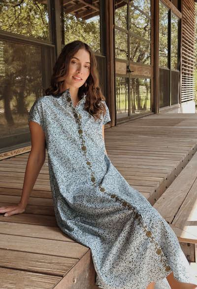 Valeria Azul Floral Midi Dress