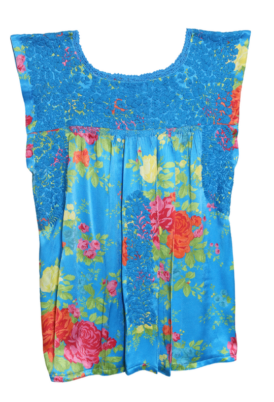 Azul Floral Blusa