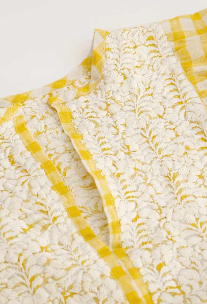 Violeta Long Dress Dress Violeta Yellow Gingham Long Dress Violeta Yellow Gingham Long Dress