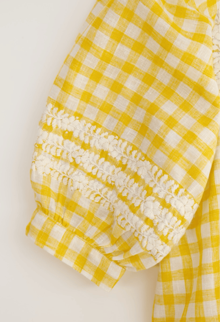 Violeta Long Dress Dress Violeta Yellow Gingham Long Dress Violeta Yellow Gingham Long Dress