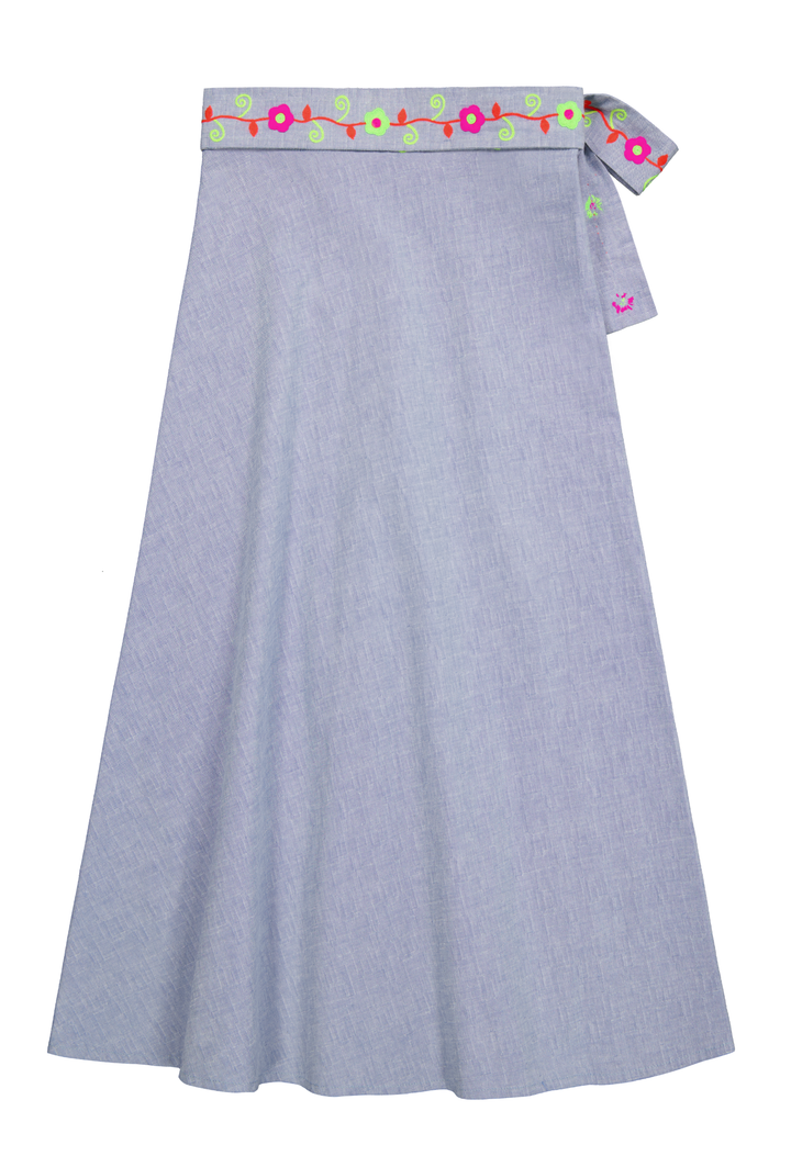 Chiapas Wrap Skirt Skirt One Size The Wrap Skirt in Chambray and Neon The Wrap Skirt in Chambray and Neon