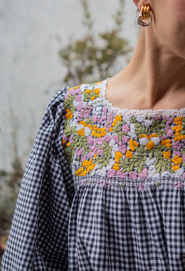 Catalina Black Gingham Blouse