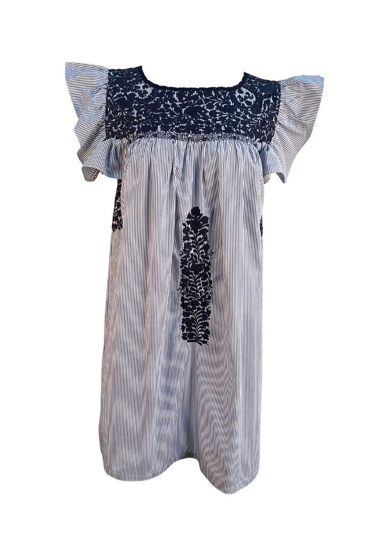 Soledad Blue Striped Short Dress