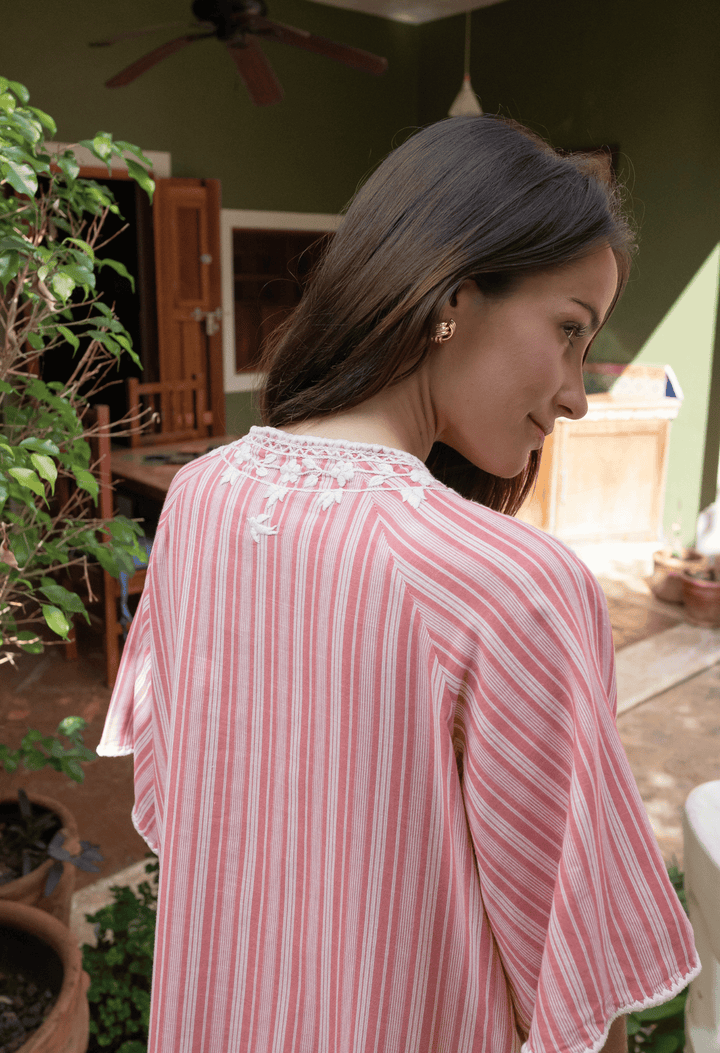 Malena Caftan Dress Dress Malena Caftan Coral Stripes Malena Caftan Coral Stripes