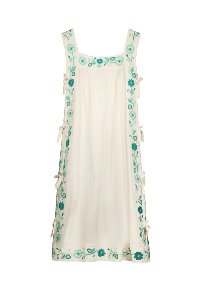 Mia Long Dress Dress Mia Ivory and Teal Long Dress Mia Cream & Turquoise Long Dress | Mi Golondrina