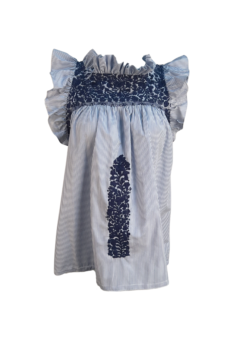 Olivia Blue Striped Blouse