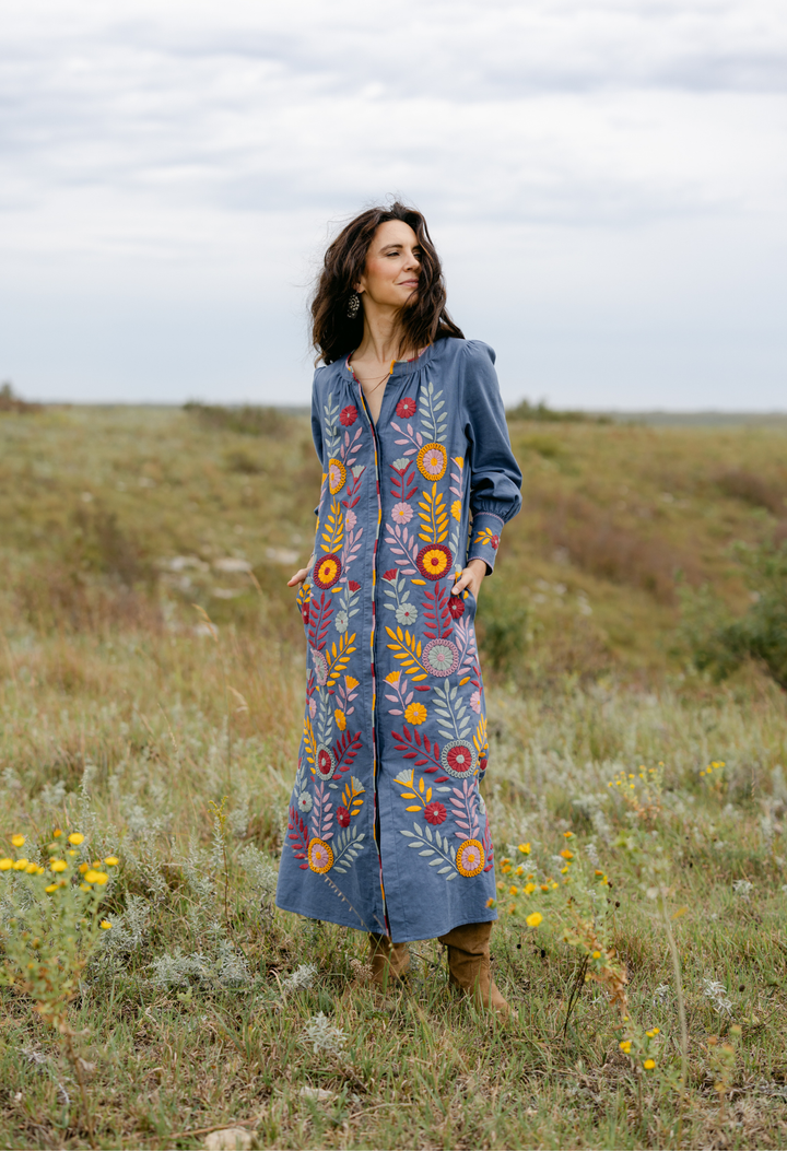 Martina Azul y Multicolor Midi Dress