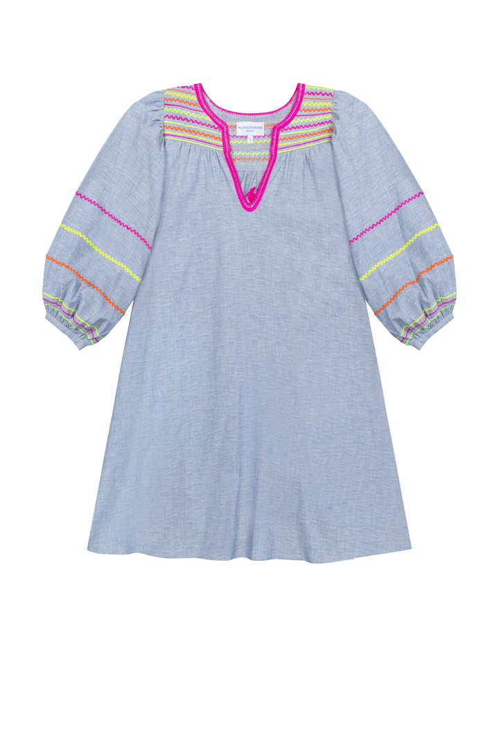 Chela Short Dress Dress Chela Chambray Neon Short Dress Chela Chambray Neon Short Dress