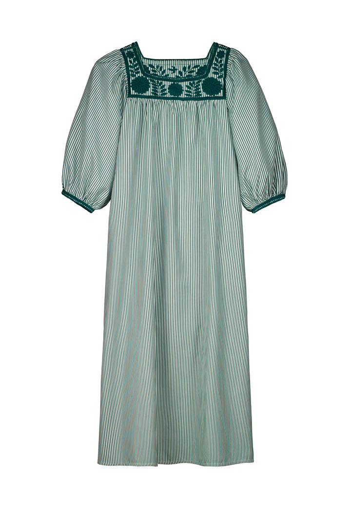 Marta Green Striped Midi Dress