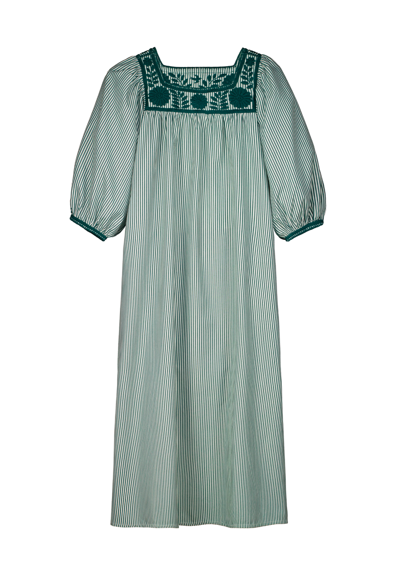 Marta Green Striped Midi Dress