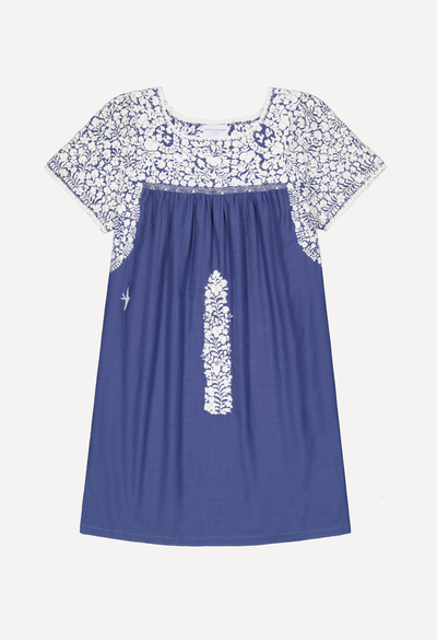 Liliana Short Dress Dress Liliana Dusty Blue with Embroidered Sleeve Short Dress Liliana Dusty Blue with Embroidered Sleeve Short Dress