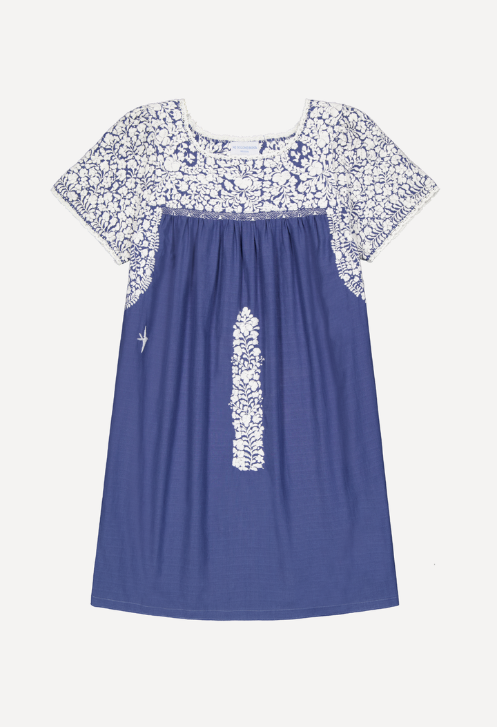 Liliana Short Dress Dress Liliana Dusty Blue with Embroidered Sleeve Short Dress Liliana Dusty Blue with Embroidered Sleeve Short Dress