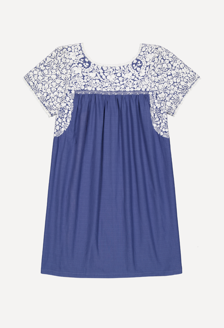 Liliana Short Dress Dress Liliana Dusty Blue with Embroidered Sleeve Short Dress Liliana Dusty Blue with Embroidered Sleeve Short Dress