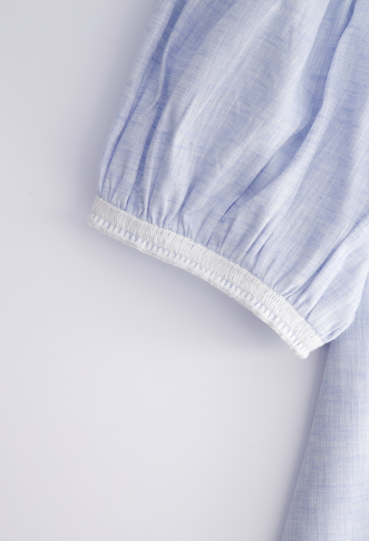 Maria Short Dress Dress Maria Light Blue and White Short Dress Maria Light Blue and White Short Dress